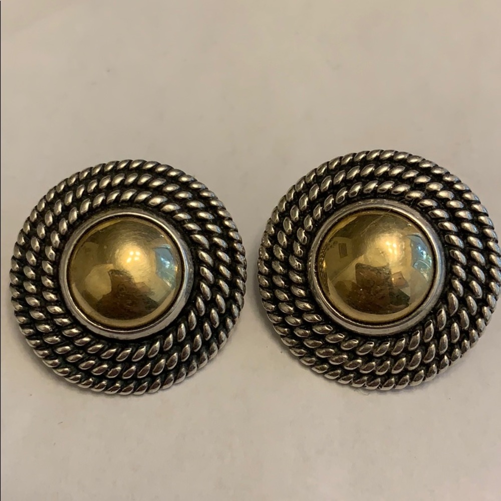 James Avery Earrings 1” Gold & Silver Rope Design
